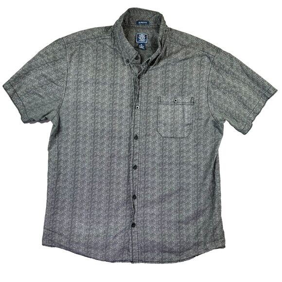 Black Jack Button Up Shirt Mens XL‎ Heather Gray Slim Fit Geometric retro 90s - Picture 1 of 8